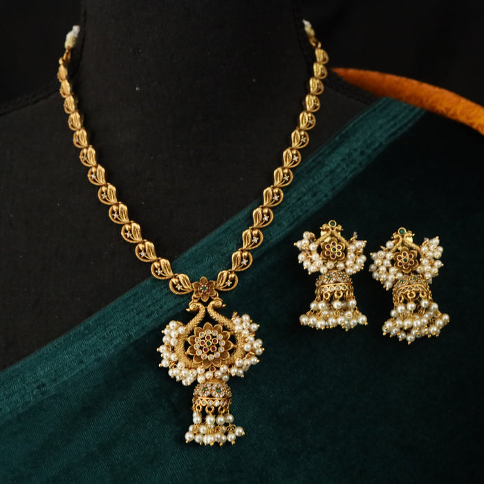 Antique short necklace and earrings 16771