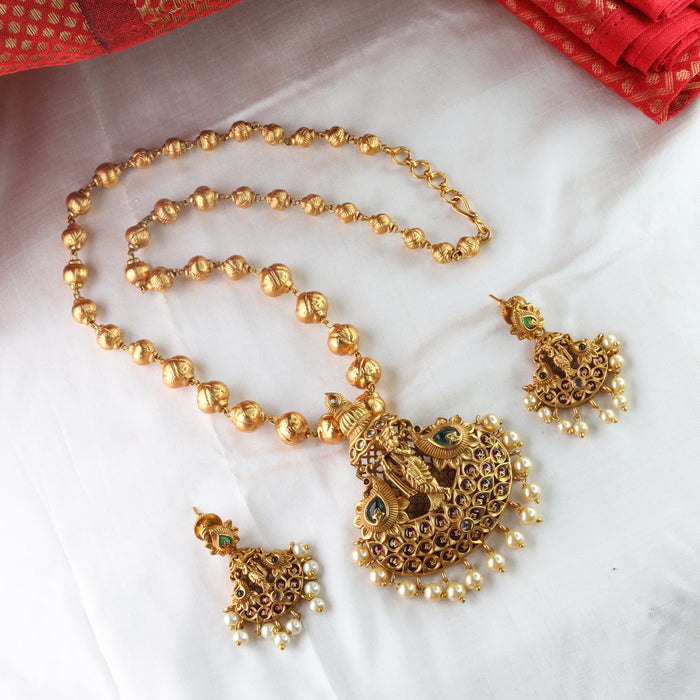Antique long pendant chain and earrings 1565