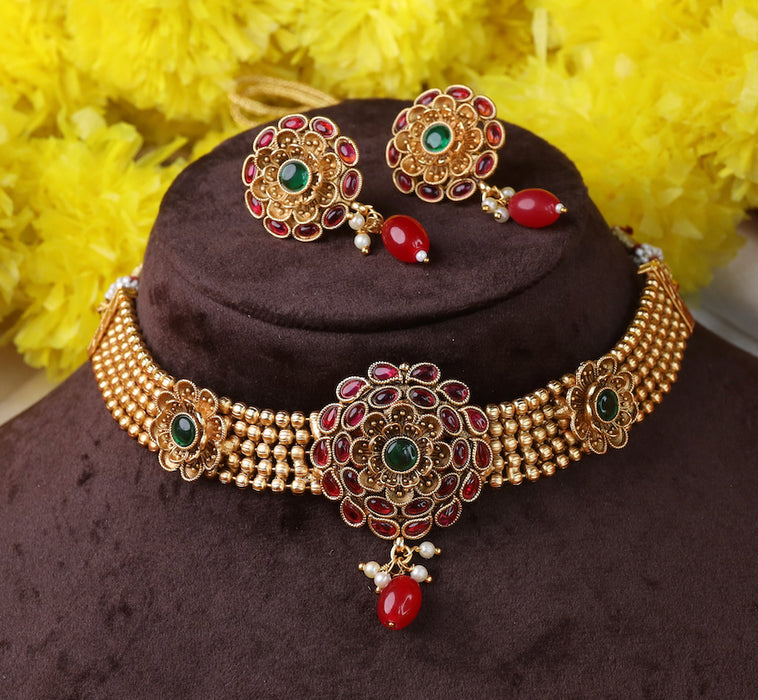 Antique choker necklace and earrings 16672
