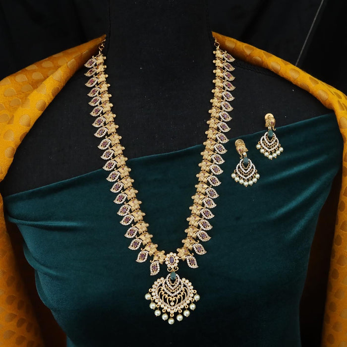 Antique long necklace and earrings 14413