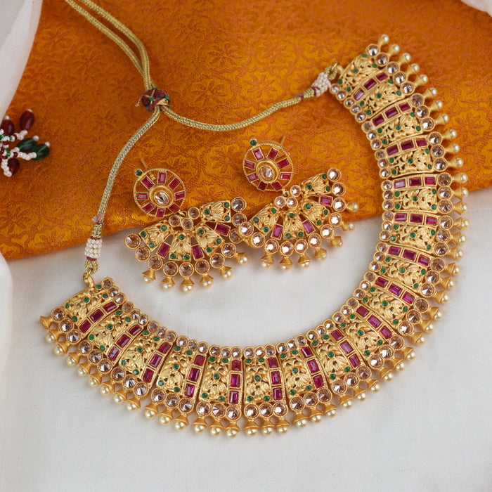 Antique short necklace and earrings 16715