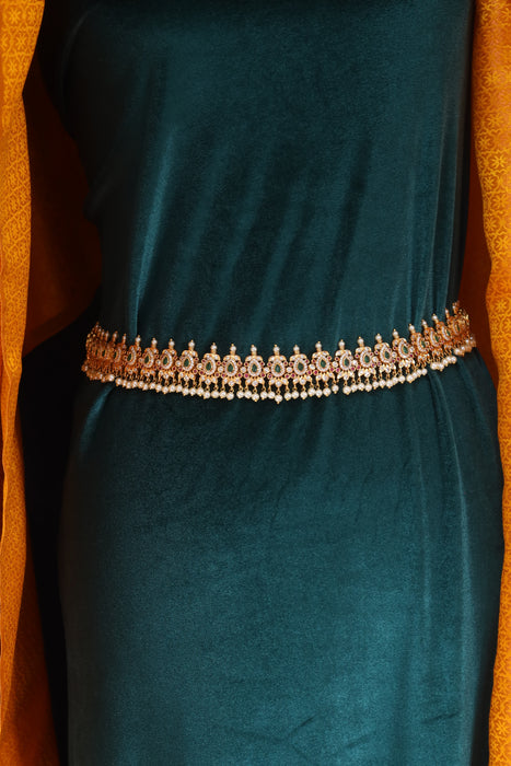 Antique gold and pearl waistchain 10107