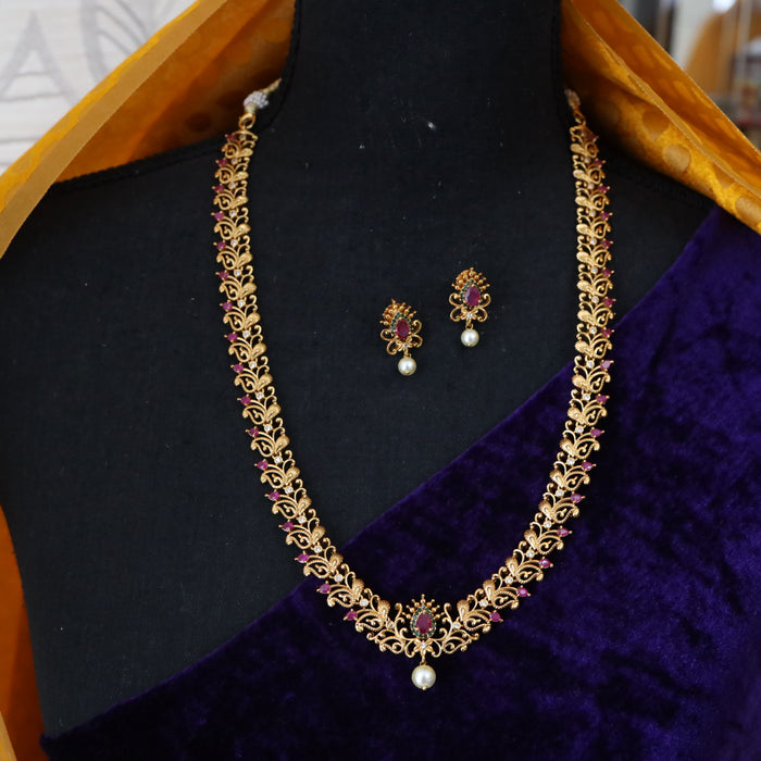Antique long necklace and earrings 15890