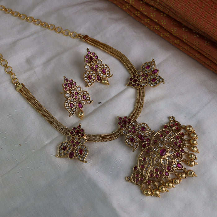 Antique short necklace and earrings  14567665