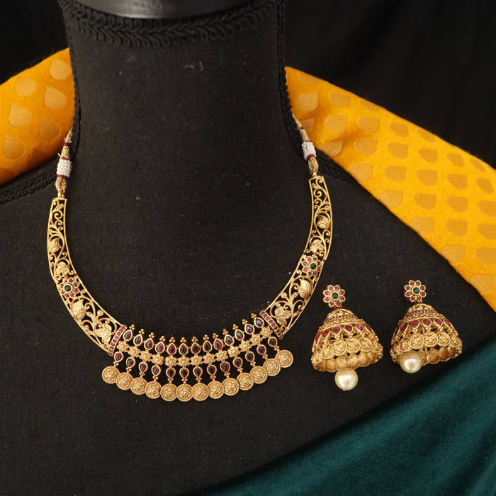 Antique short necklace and earrings 1647