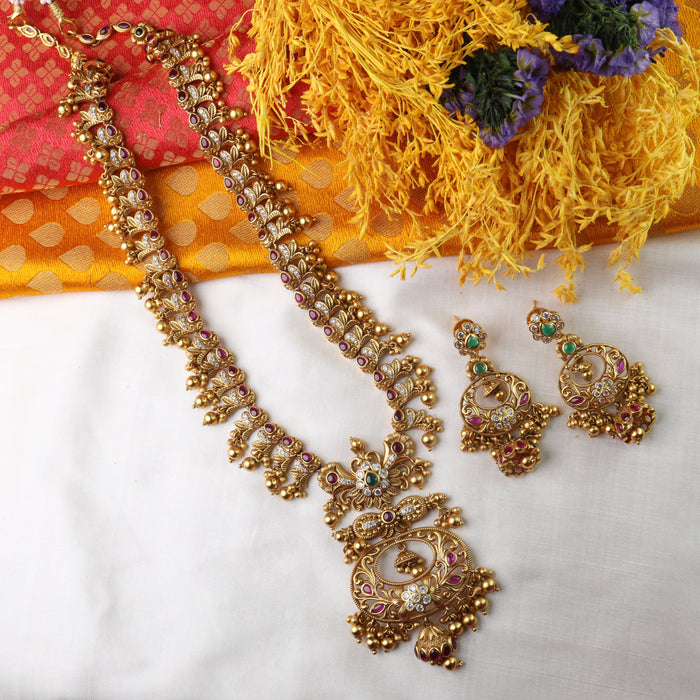 Antique long necklace and earrings 14481