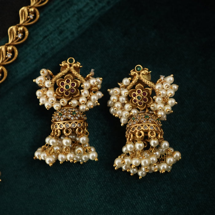 Antique short necklace and earrings 16771
