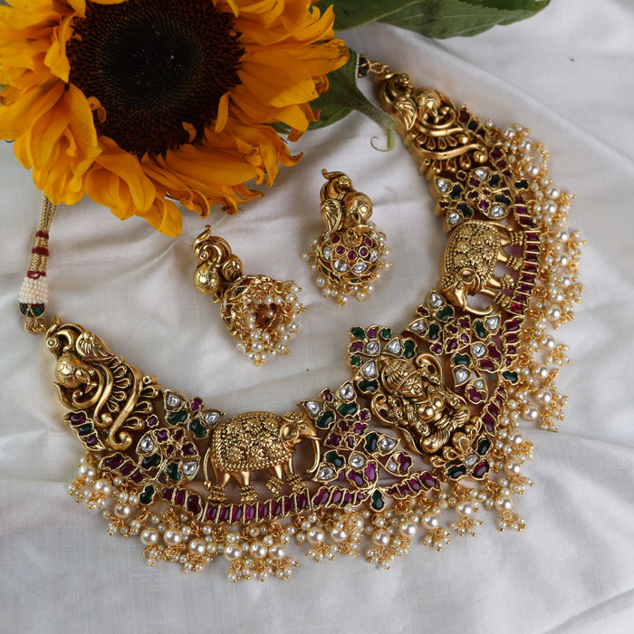 Antique short necklace and earring 1429