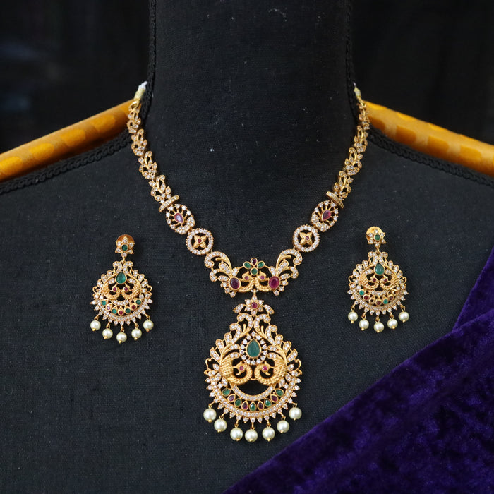 Antique short necklace and earrings15696