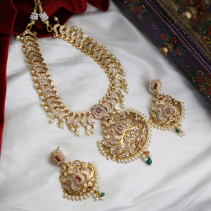 Antique short necklace and earrings 15680