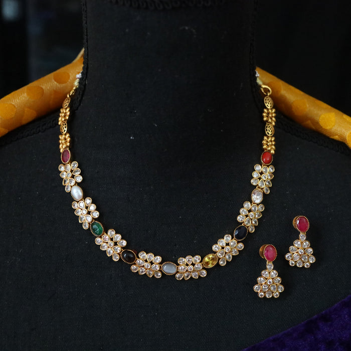 Antique choker short necklace with earrings 15705