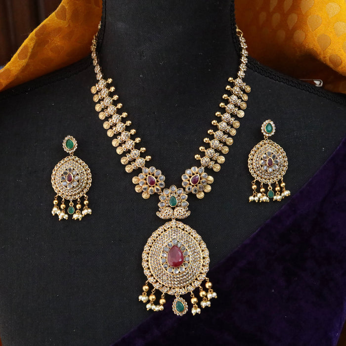 Antique short necklace and earring 14478