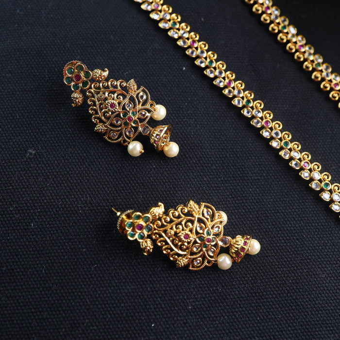 Antique long necklace and earrings 15663