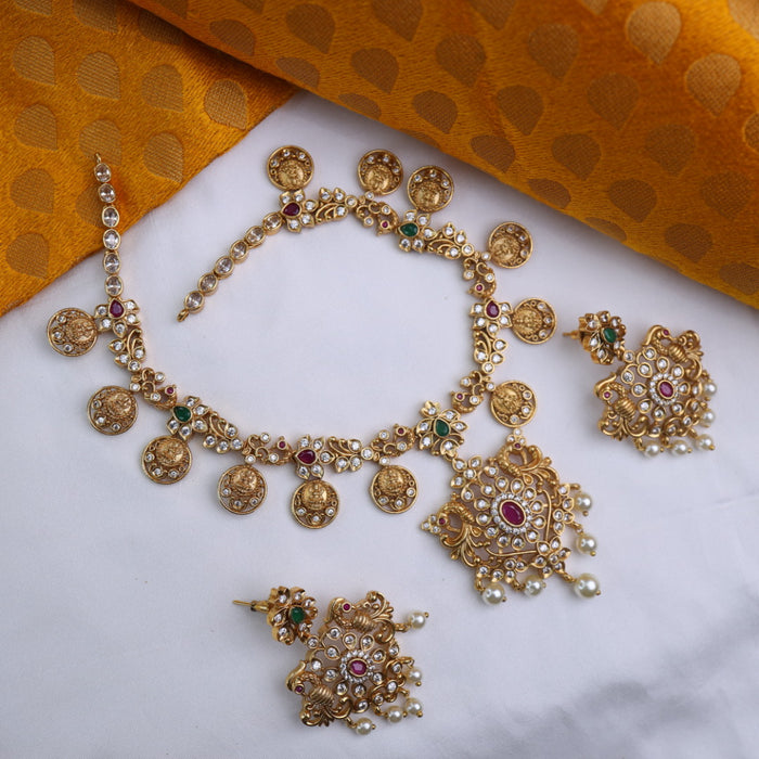 Antique short necklace with earrings 6779