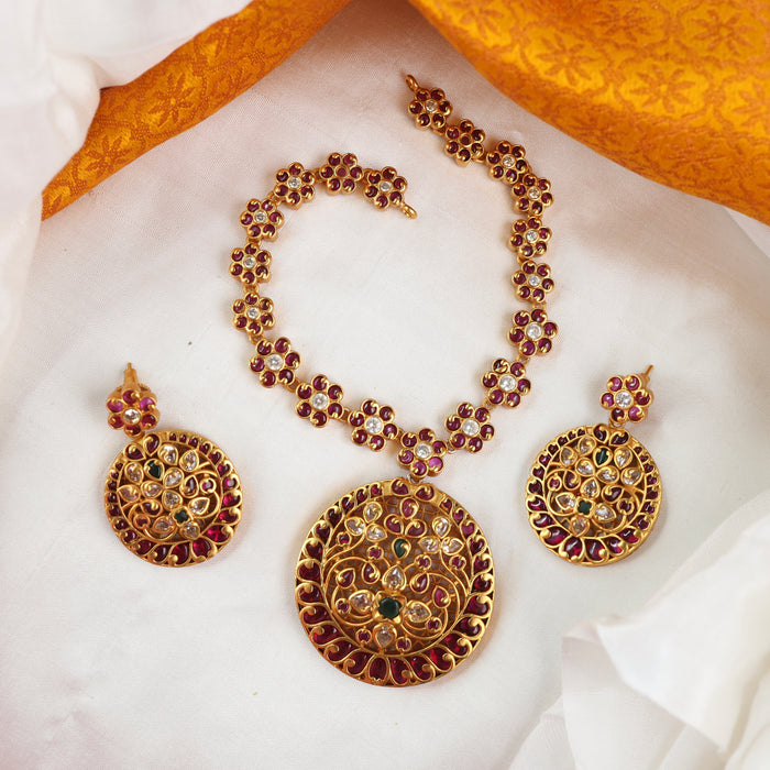 Antique short necklace and earrings 15569