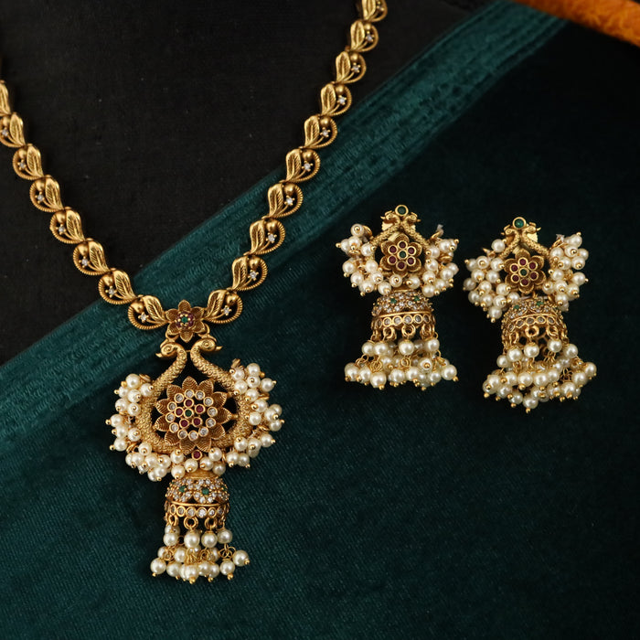 Antique short necklace and earrings 16771