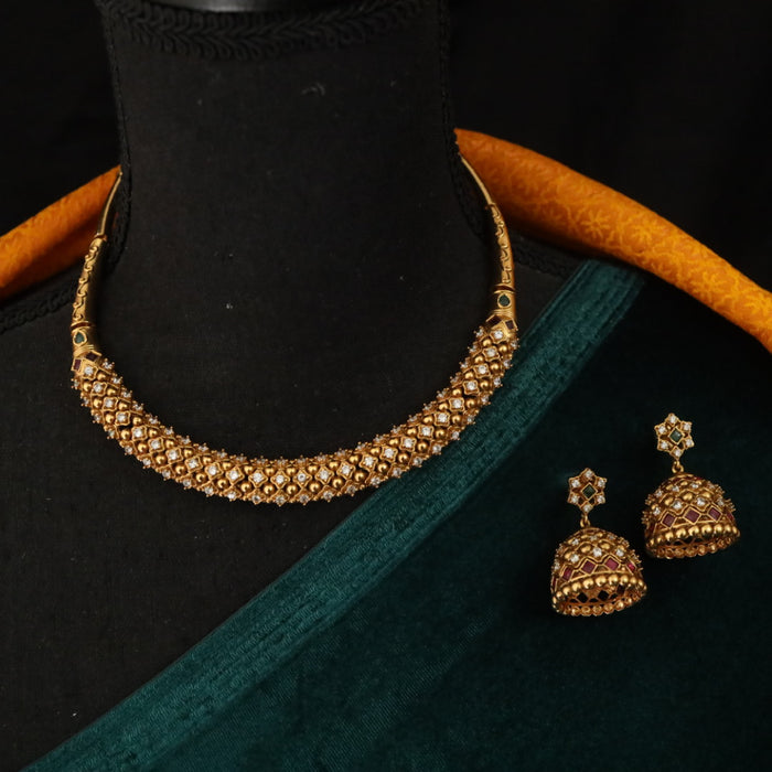 Antique short necklace with earrings 14580