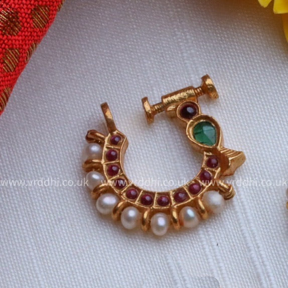 RUBY STONE SILVER NOSE PIN 05