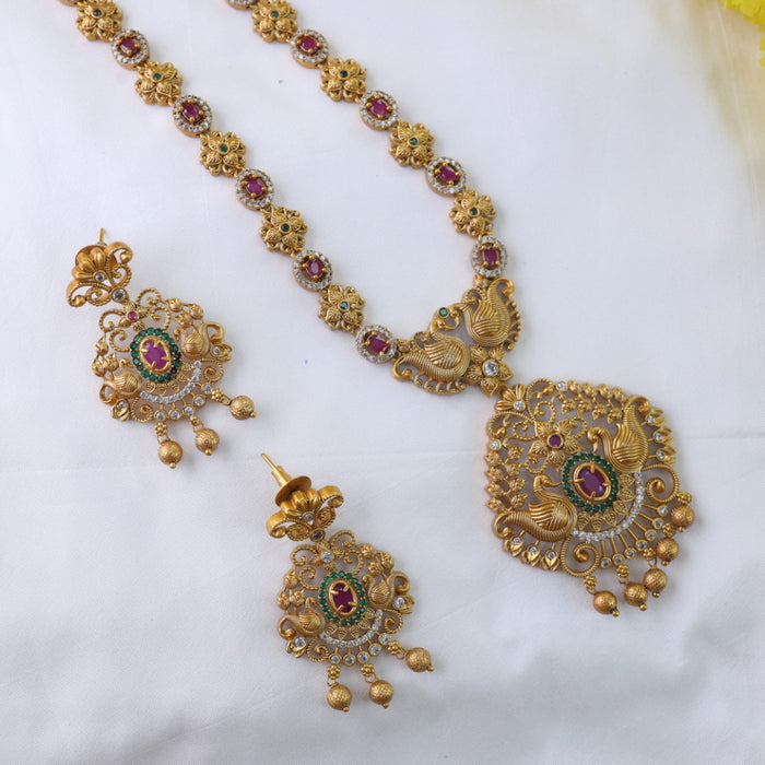 Antique long necklace with earrings 15692