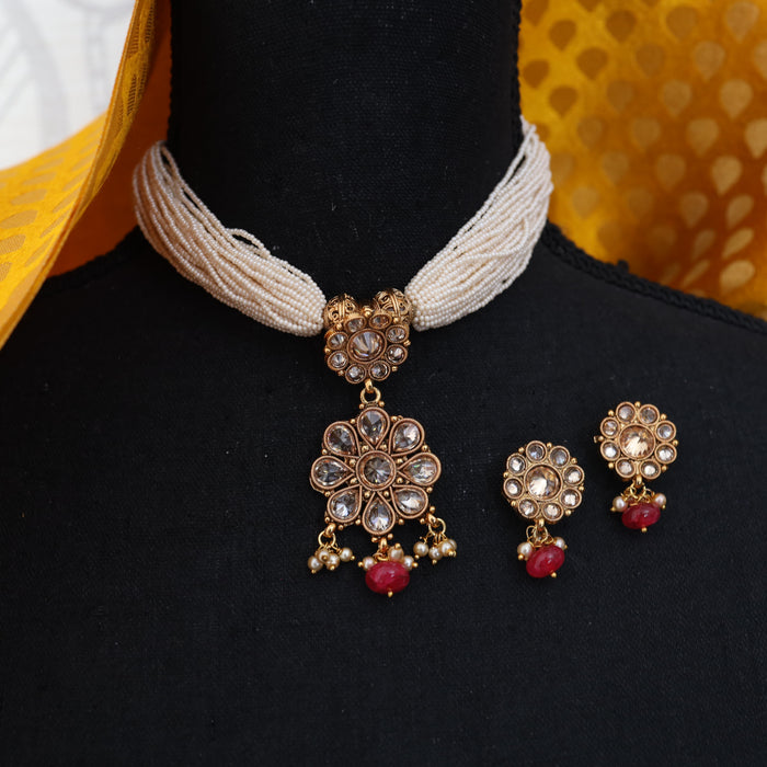 Antique choker necklace and earrings 16733