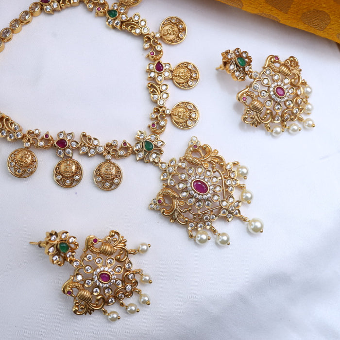 Antique short necklace with earrings 6779