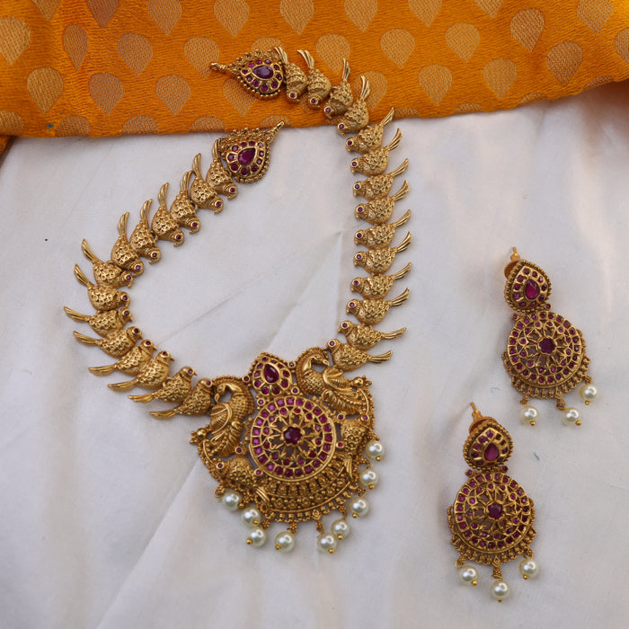 Antique short necklace and earrings 16779