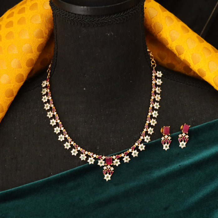 Antique short necklace and earrings 15555
