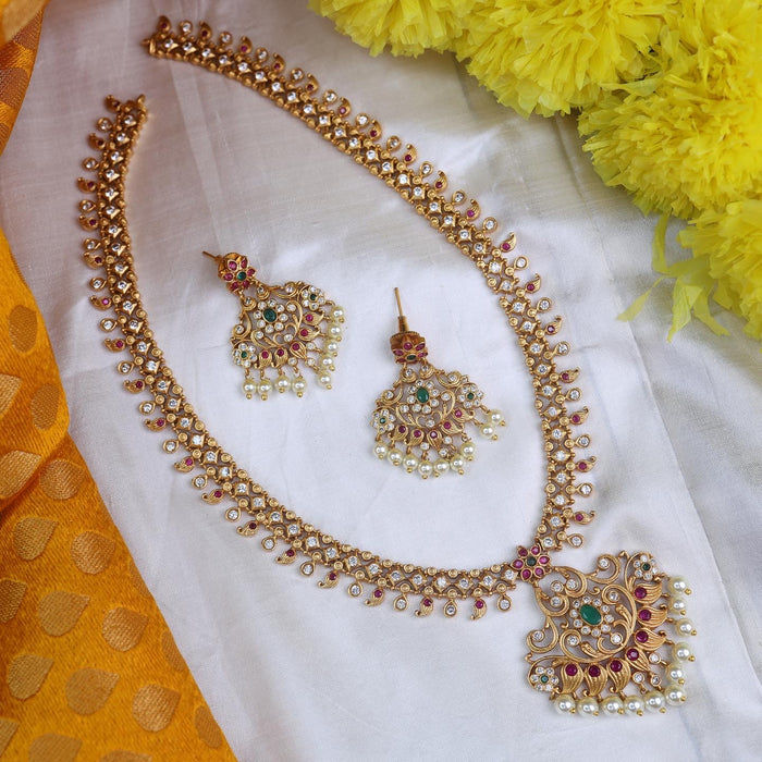 Antique long necklace and earrings 14413
