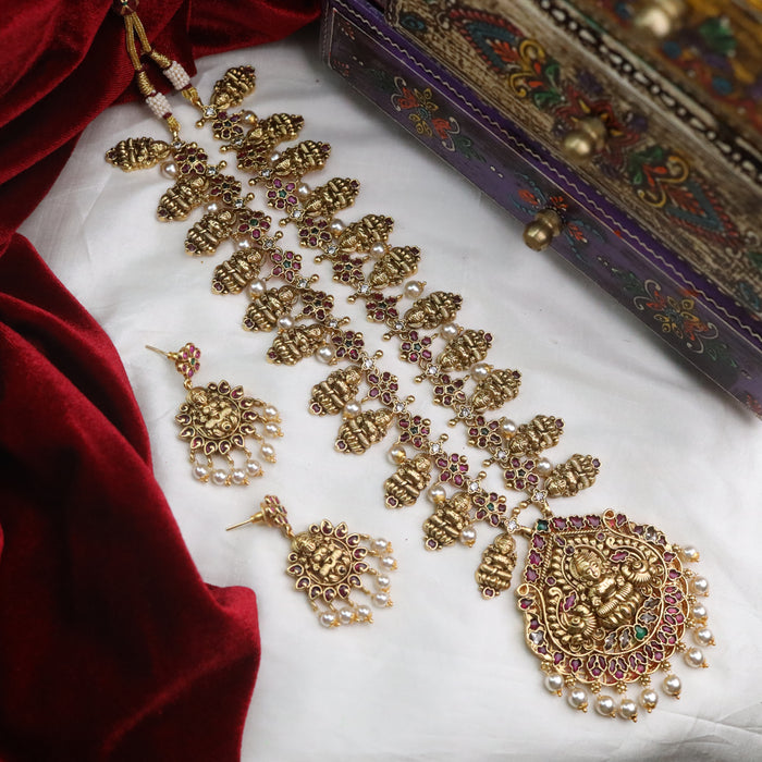Antique long necklace and earrings 15718