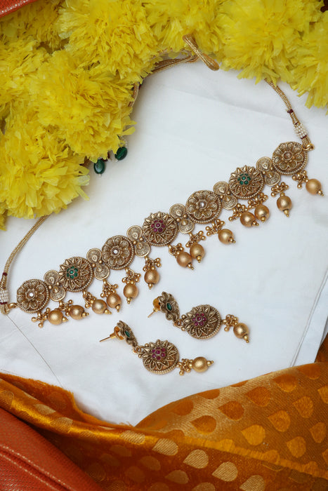 Antique choker necklace and earrings 14656