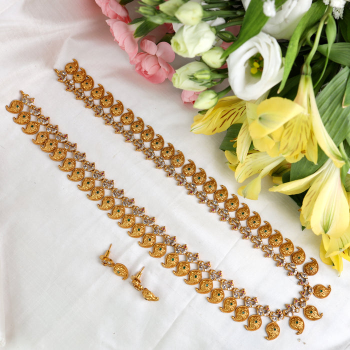 Antique mango design simple long necklace and earrings 1681