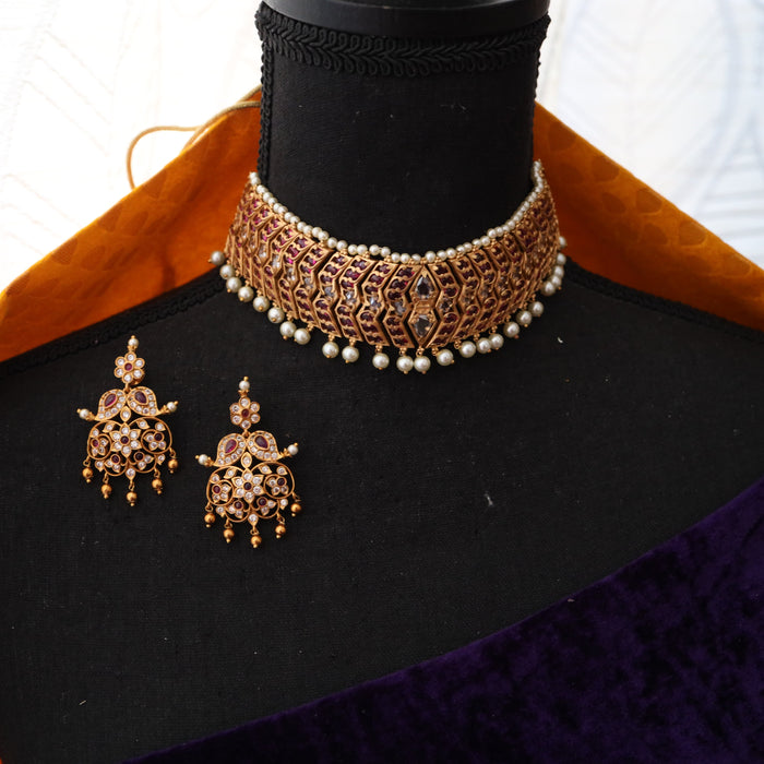 Antique choker necklace and earrings 1428