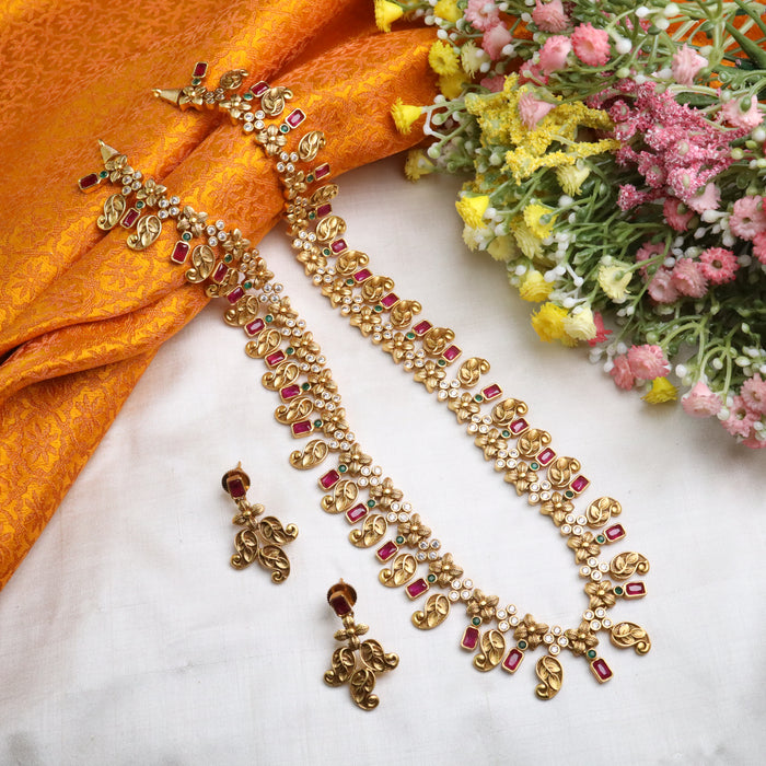 Antique long necklace and earring 14486
