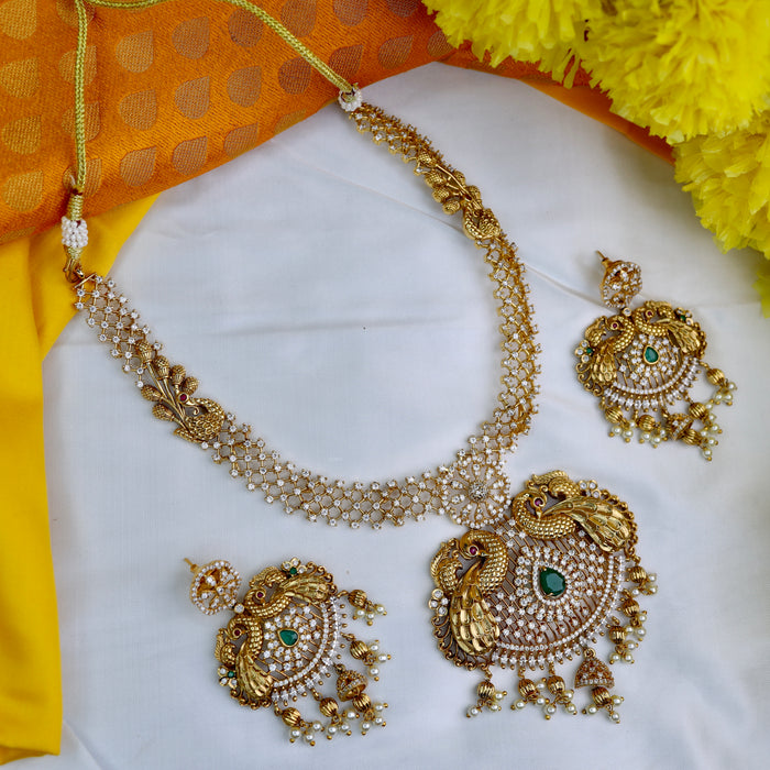 Antique short necklace and earrings 1631