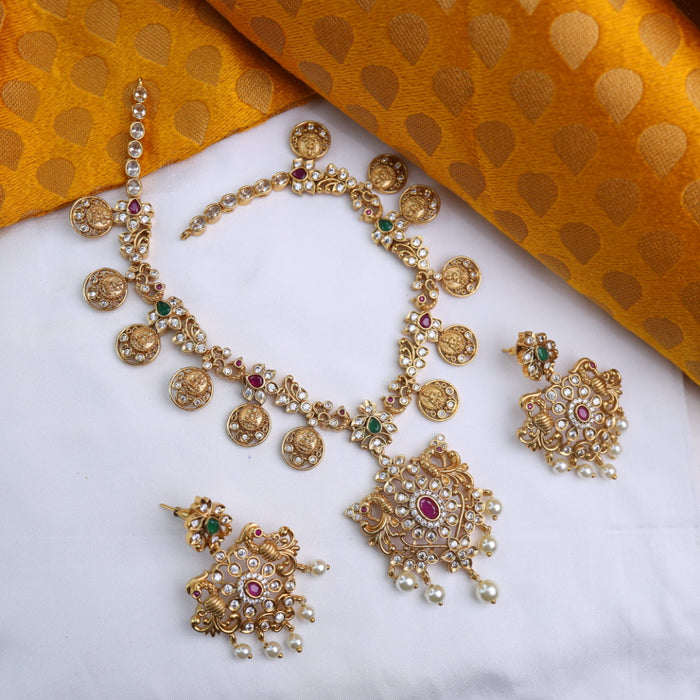 Antique short necklace with earrings 6779