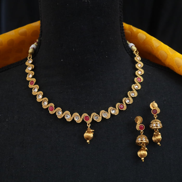 Antique short necklace and earrings 15691