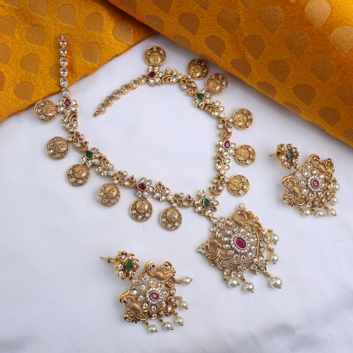 Antique short necklace with earrings 6779