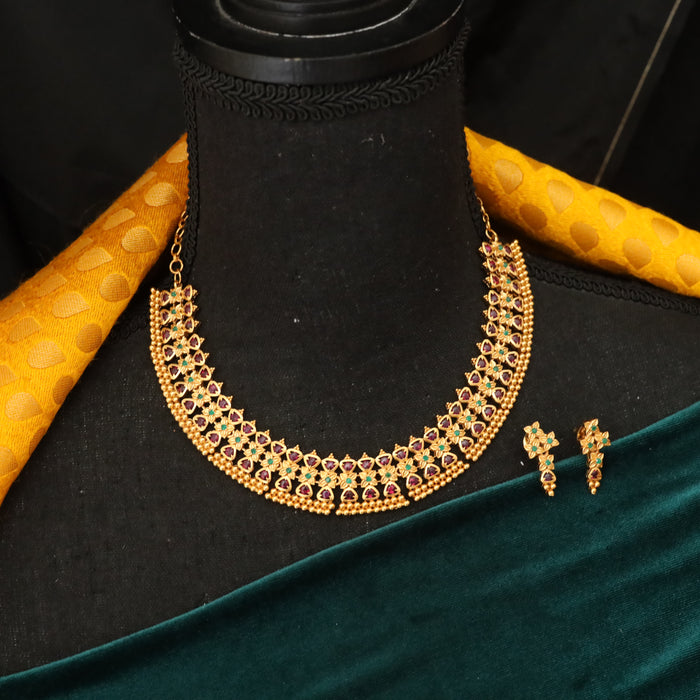 Antique short necklace and earrings 15683