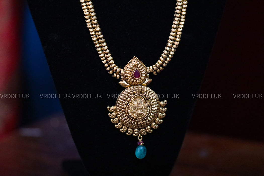 Antique gold long necklace with earrings 1394