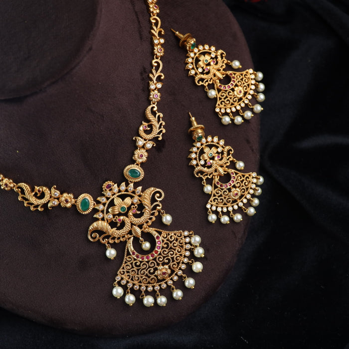 Antique simple gold necklace with earrings 145989