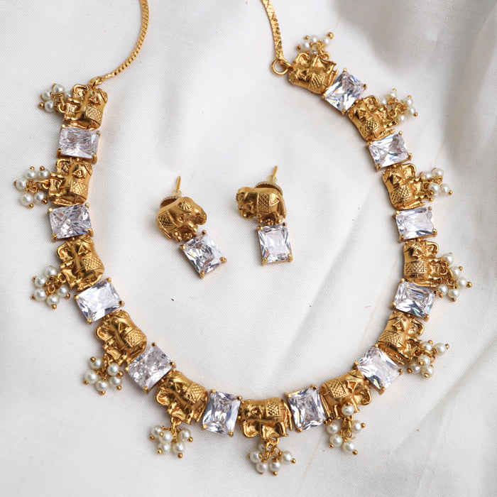 Antique long necklace and earrings 15898