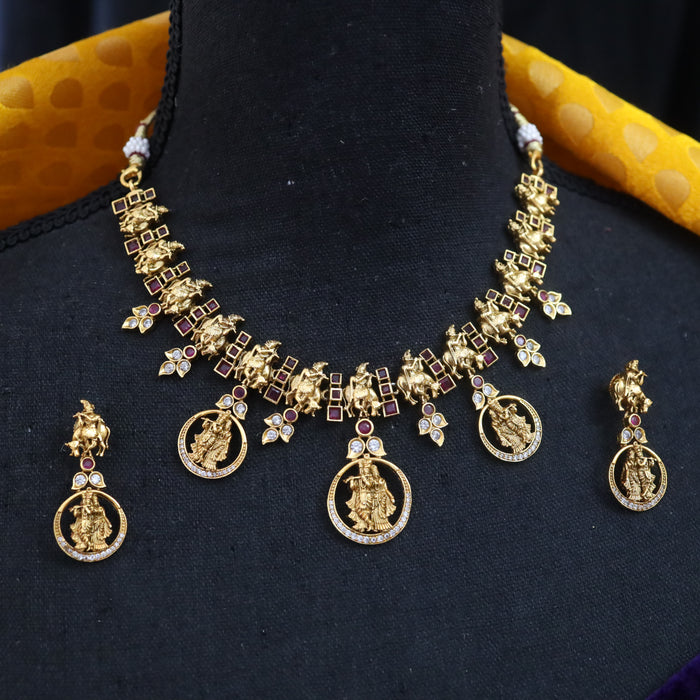 Antique short necklace and earrings 156914