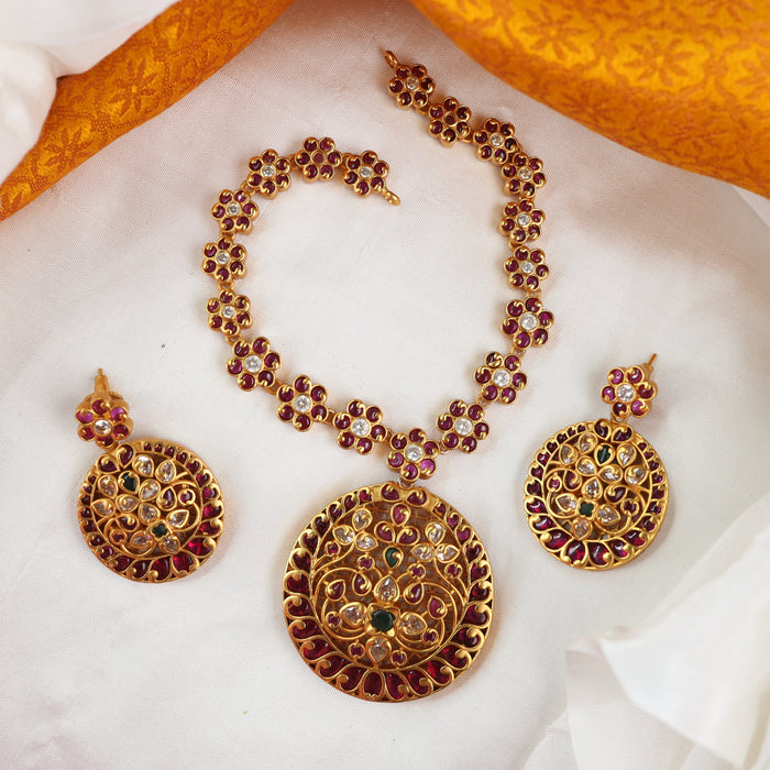 Antique short necklace and earrings 15569