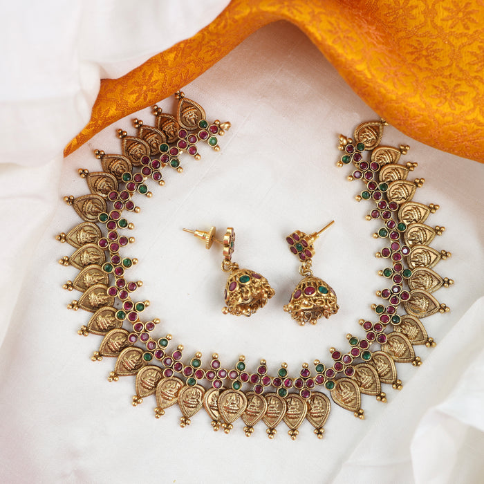 Antique short necklace and earrings 15568