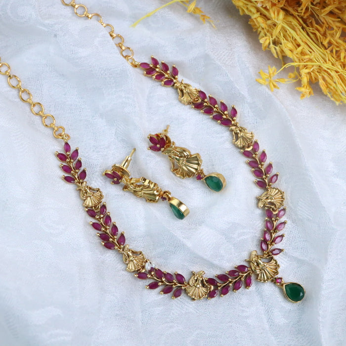 Antique short necklace and earrings 14558