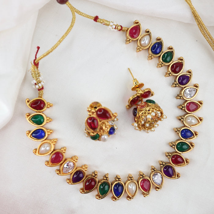 Antique short necklace and earrings  15563