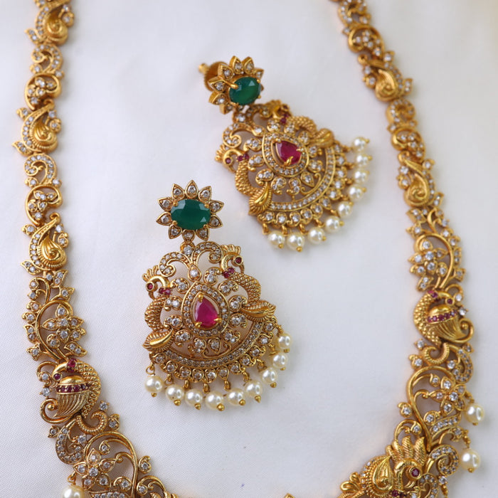 Antique long necklace with earrings15682