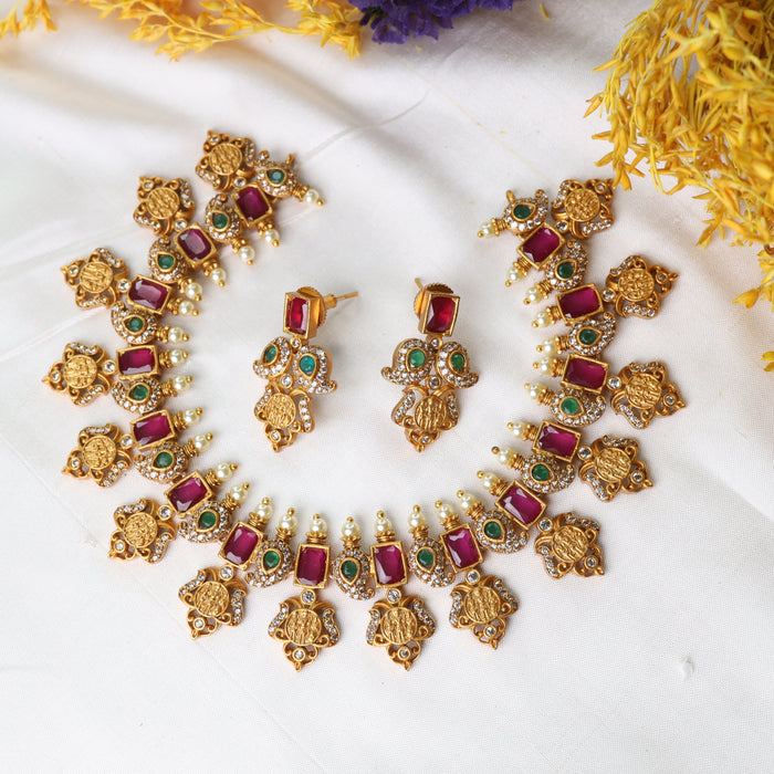 Antique short necklace and earring 14168