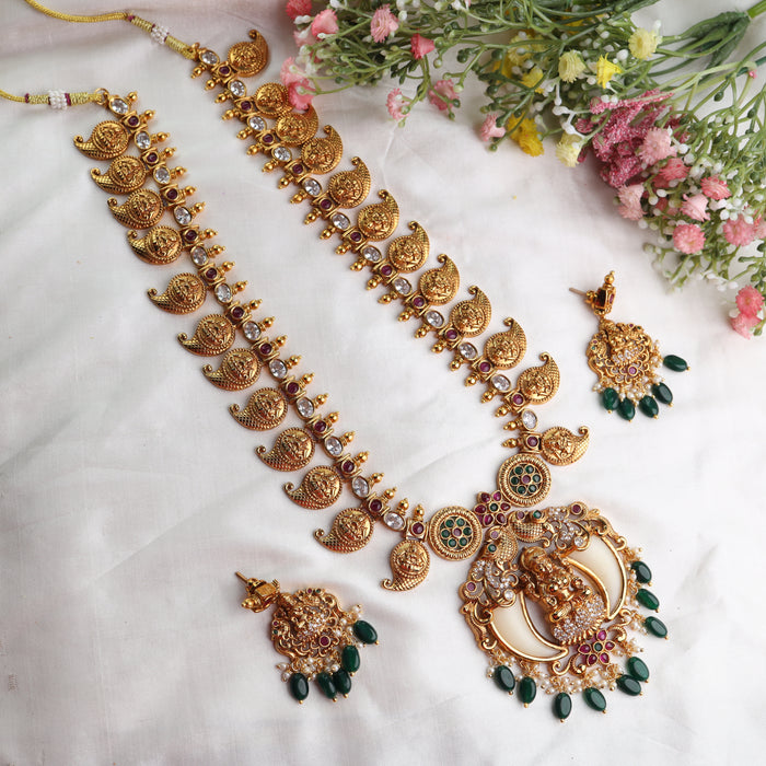 Antique long necklace and earrings 13776