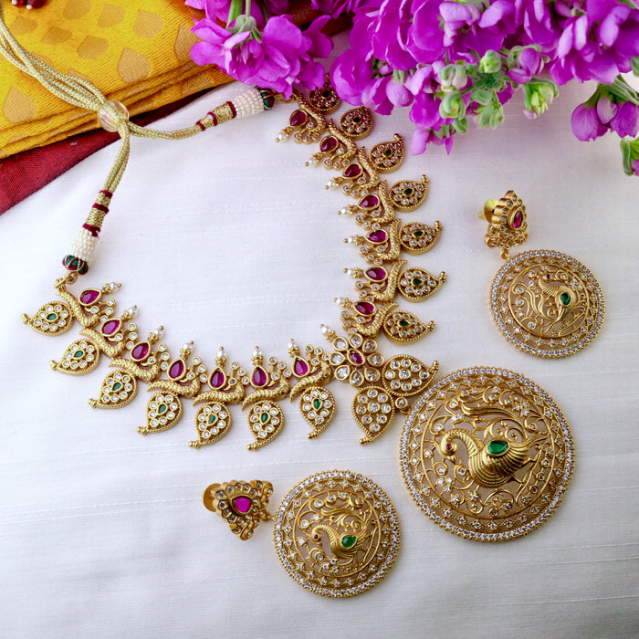 Antique short necklace and earrings13488